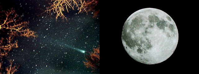 Comet Hale-Bopp and Earths Moon